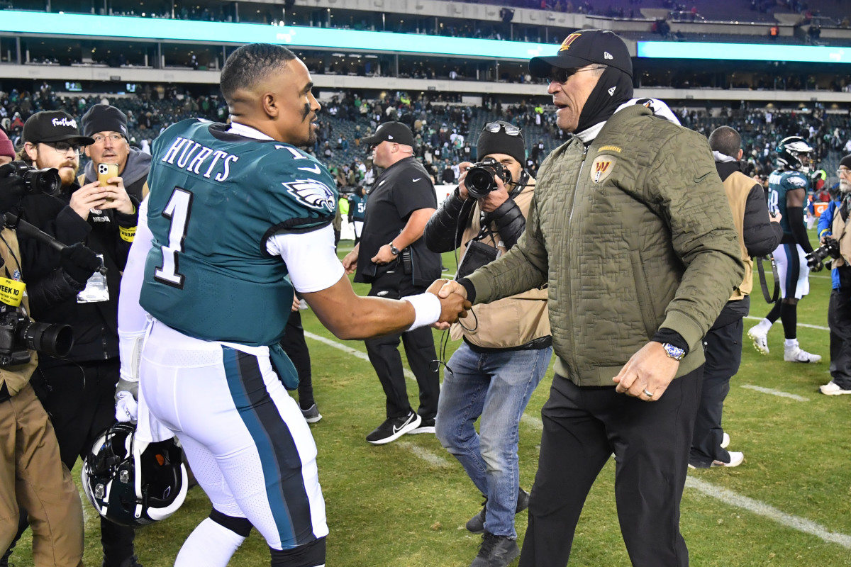 Jalen Hurts and the Philadelphia Eagles will face off with Ron Rivera's Washington Commanders in Week 4. (USA Today)